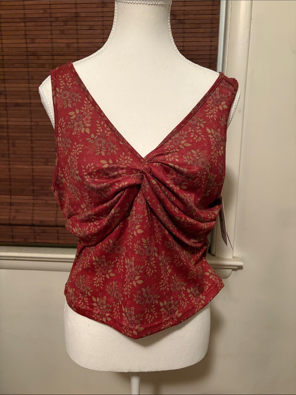 Cider Red Floral Twist-Front Camisole